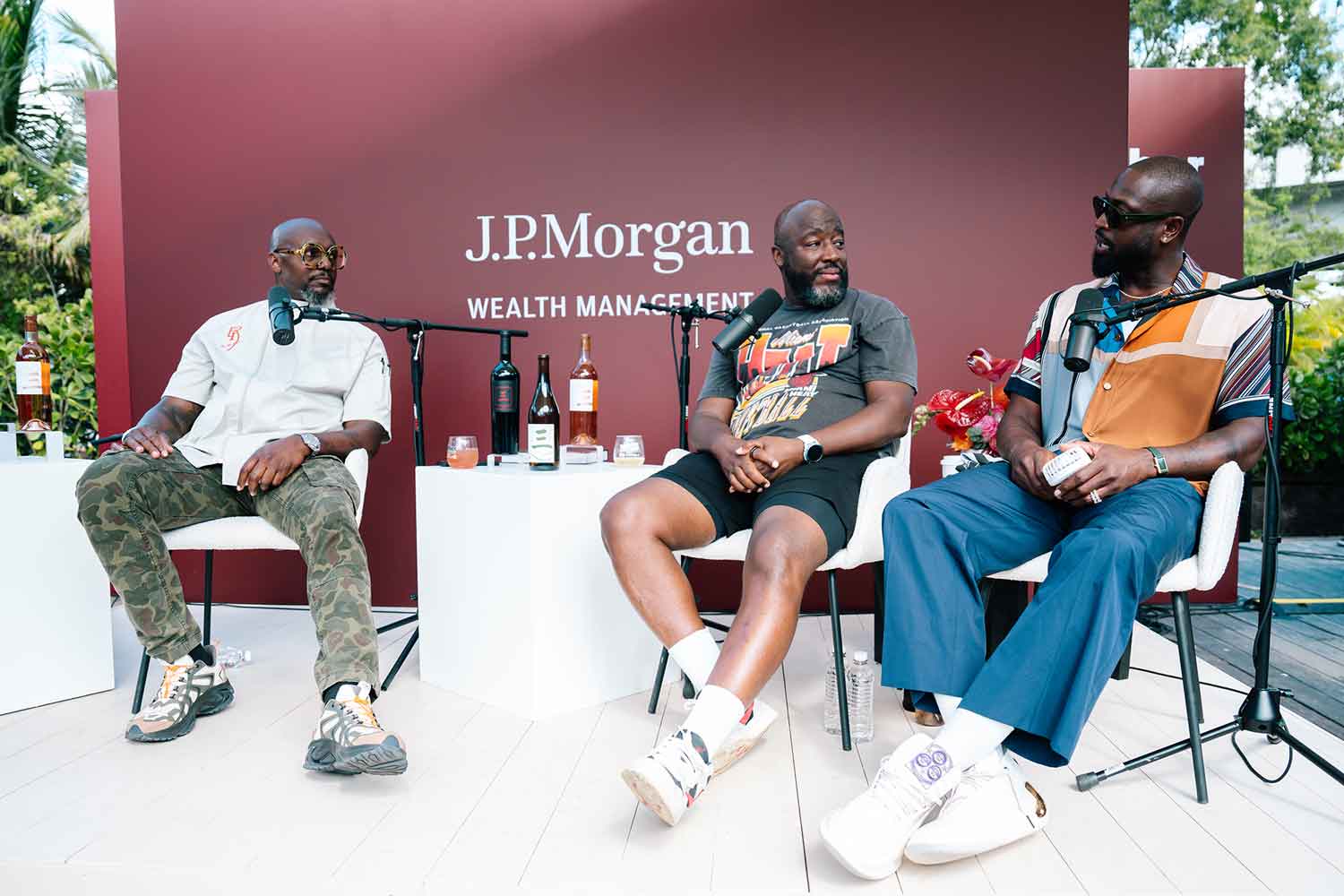 Dwyane Wade, Bob Metelus and Richard Ingram at the inaugural When We Gather Food & Wine Festival in Miami